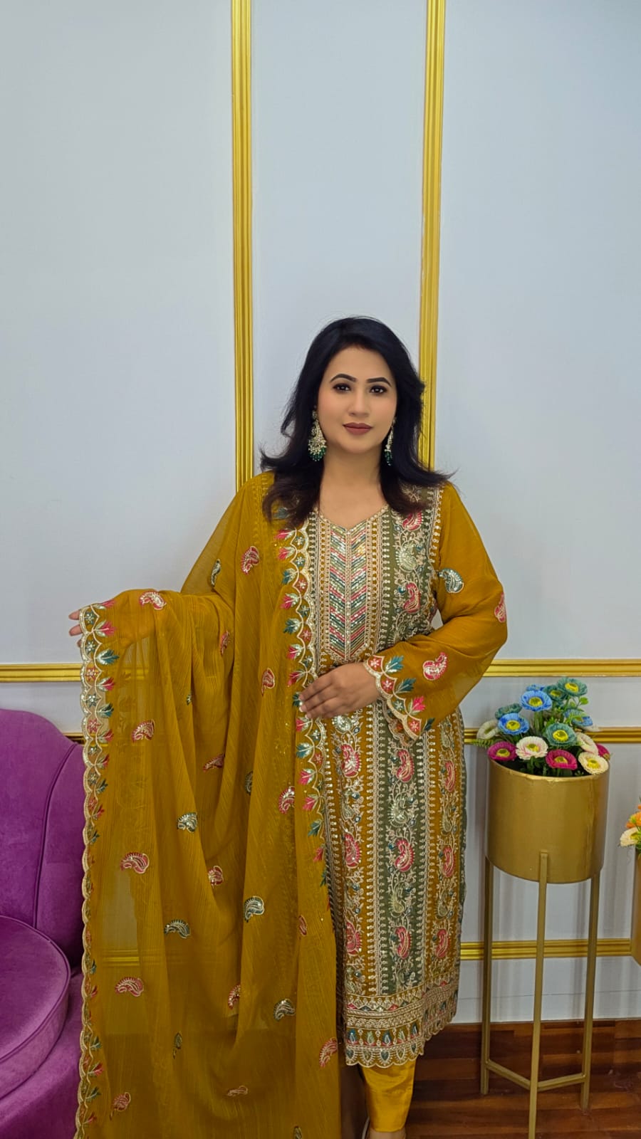 আনস্টিচ ফোর পিস সেট | Unstitched Four Piece Set | Shopping Zone BD | Style #SSF2300G