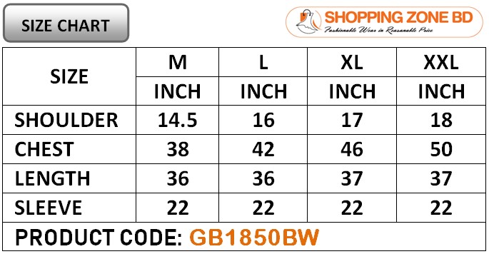 Product size chart image