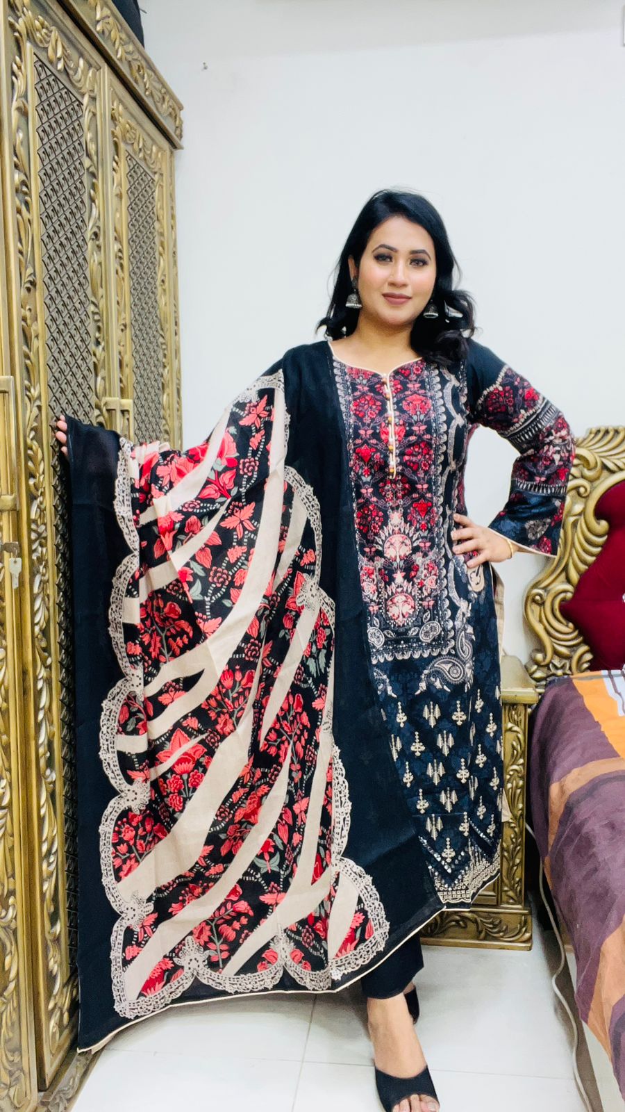 Unstitched Three Pc | CP1499BK-CP1499M