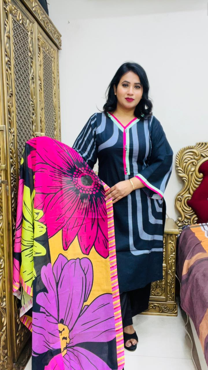 Unstitched Three Pc | ড্রেস কোড - 'ঝর্ণাধারা '