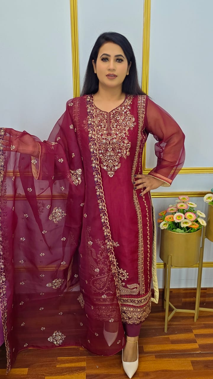 আনস্টিচ ফোর পিস | Unstitched Four Piece | Shopping Zone BD | Style #CC2800M