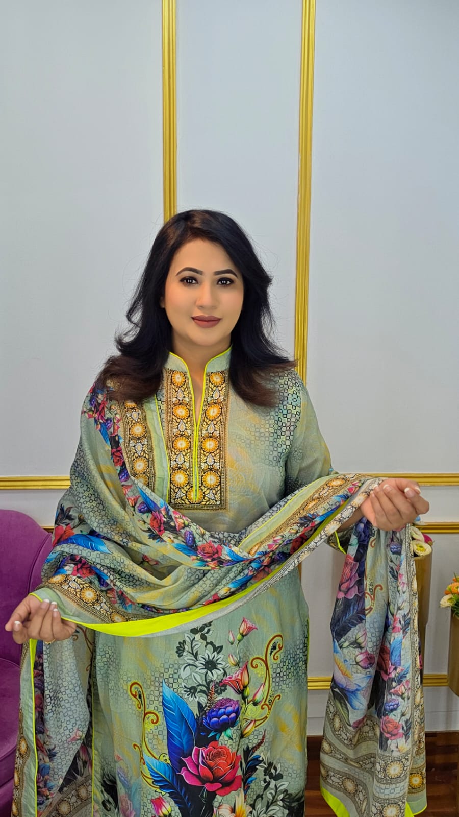 প্রিন্টেড রেডি থ্রি পিস | Printed Ready Three Piece | Shopping Zone BD | Style #G1850G