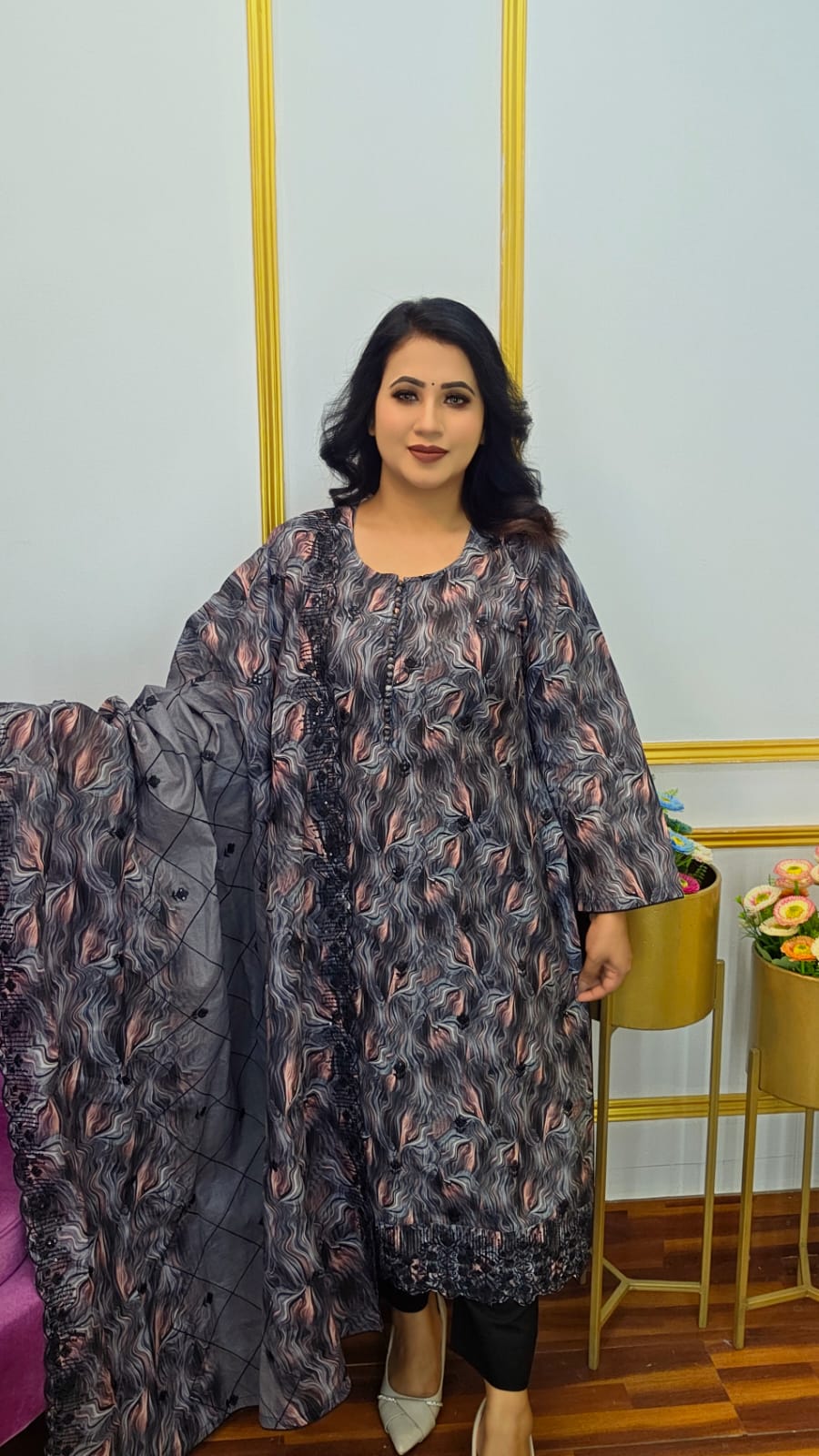 আনস্টিচড থ্রি পিস কালেকশন | Elegant Unstitched Three Piece Collections | Shopping Zone BD | Style #KD1720B #KD1720M