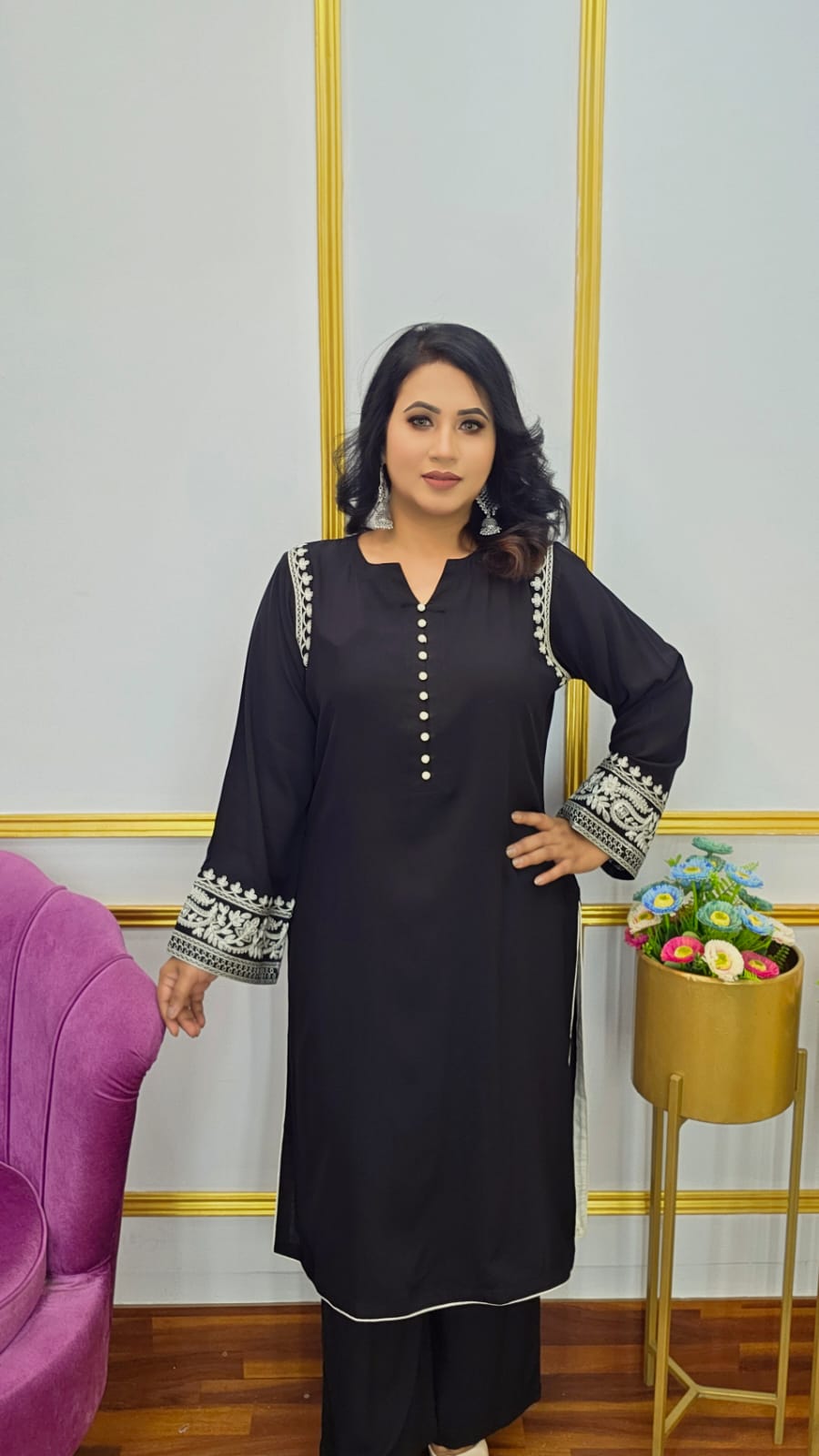 ব্ল্যাক কালার কো-অর্ডস সেট | Trendy Black Color Co-ords Set — Salwar Kameez | Shopping Zone BD | Style #G1650BL