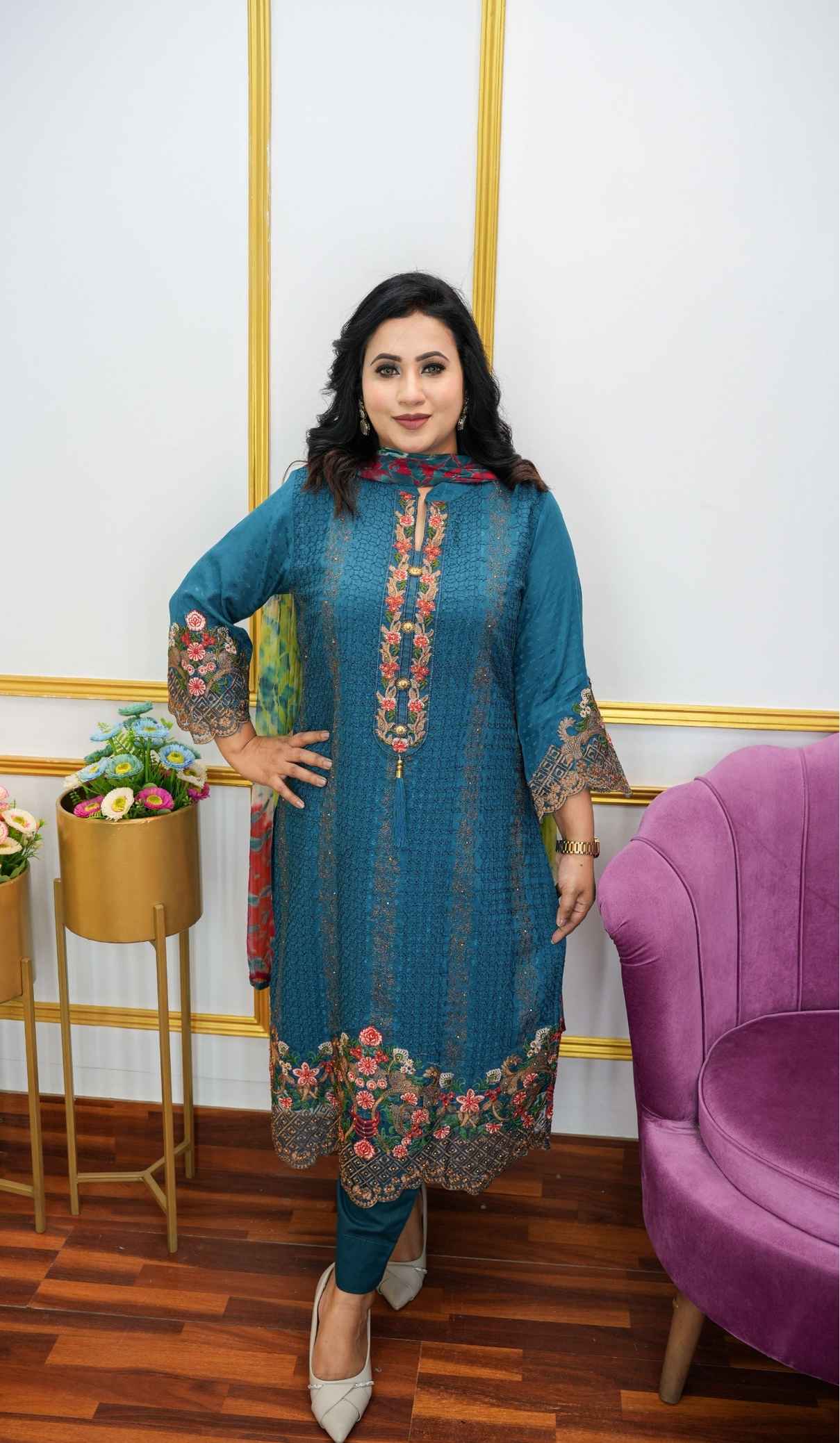 গর্জিয়াস পার্টি ড্রেস | Gorgeous Three Piece | Shopping Zone BD | Style #MC1299S