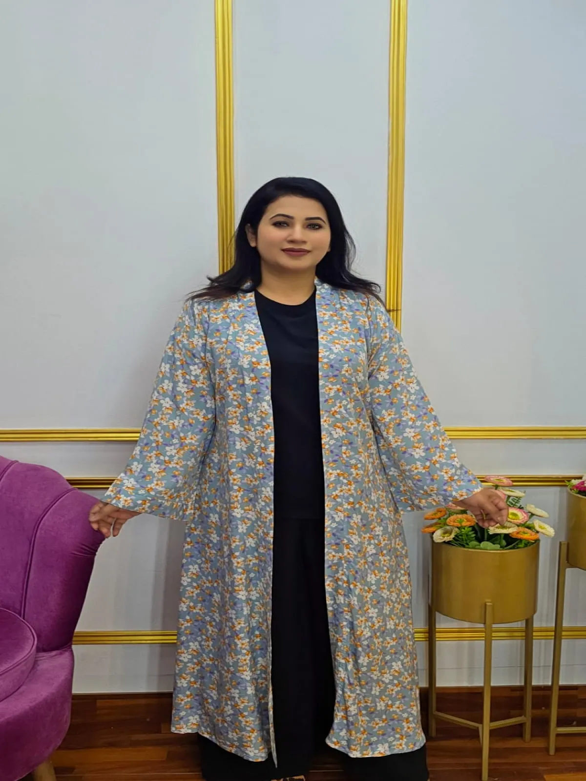 Ploral Printed Long Single Shrug