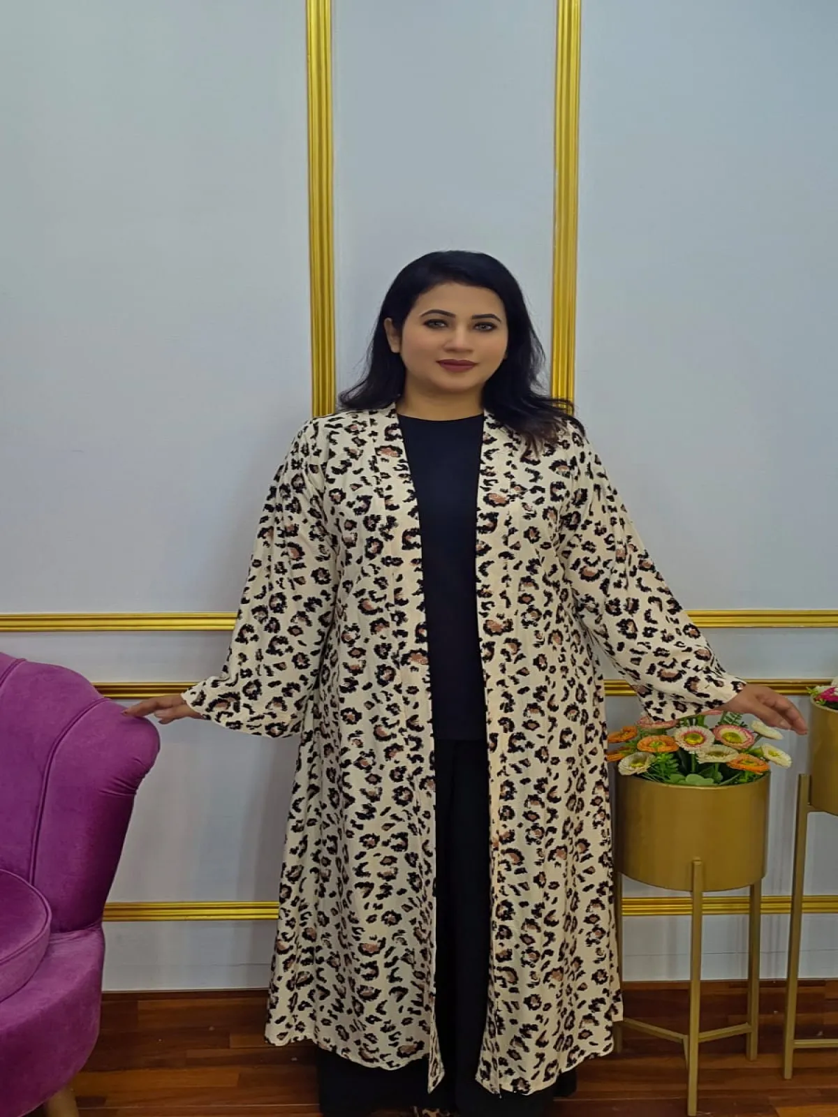 Tiger Print Georgette Long Shrug