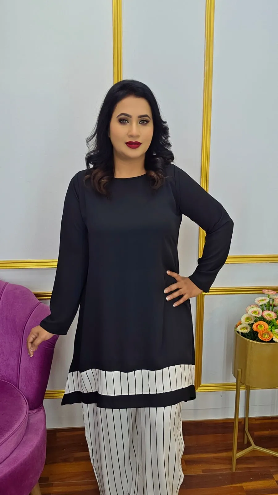 Black Color Elegant Co-ord Set | Shopping Zone BD | Style #G1580BK