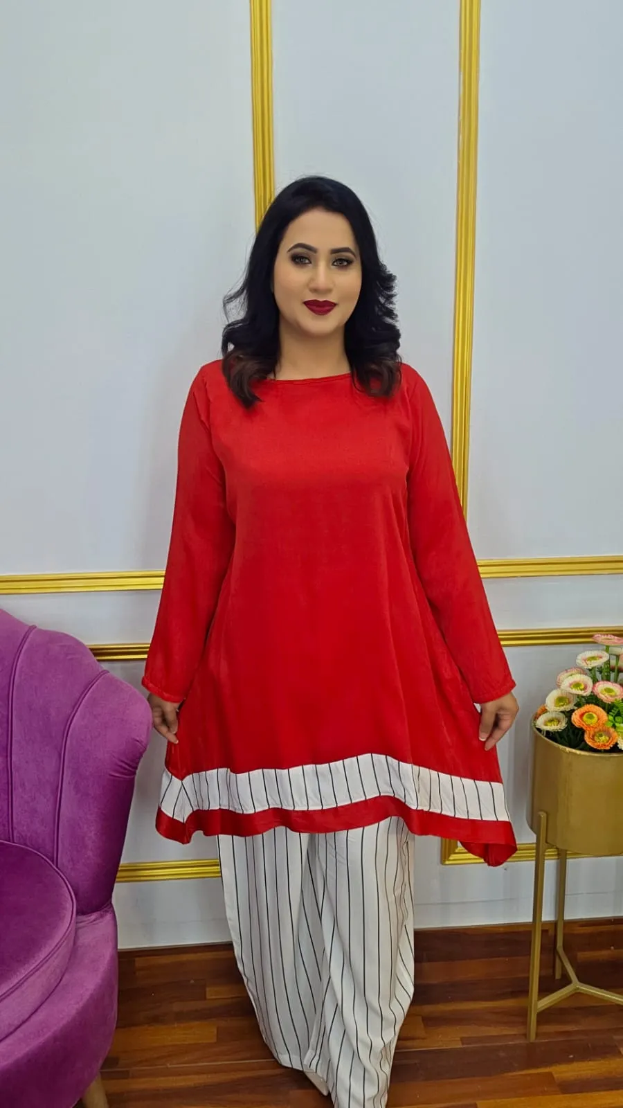 Red Color Elegant Co-ord Set | Shopping Zone BD | Style #G1580R