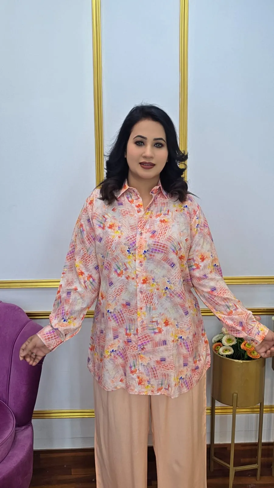 Women’s Co-ords Set Imported Lilen Open Button