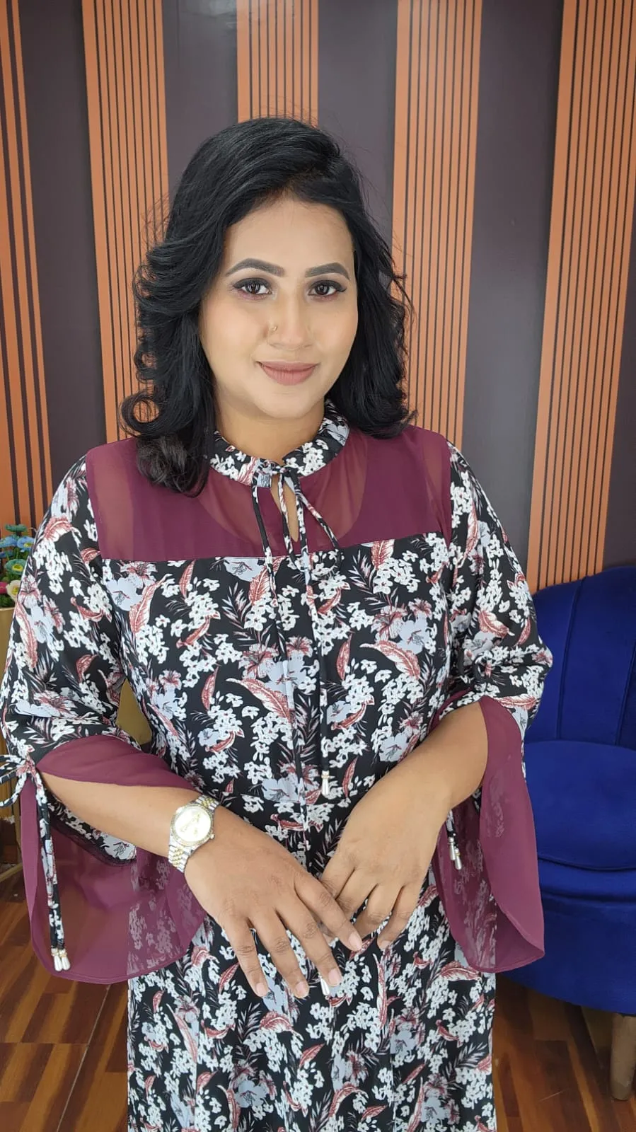 Long Gown | Printed Jorjet Fabric