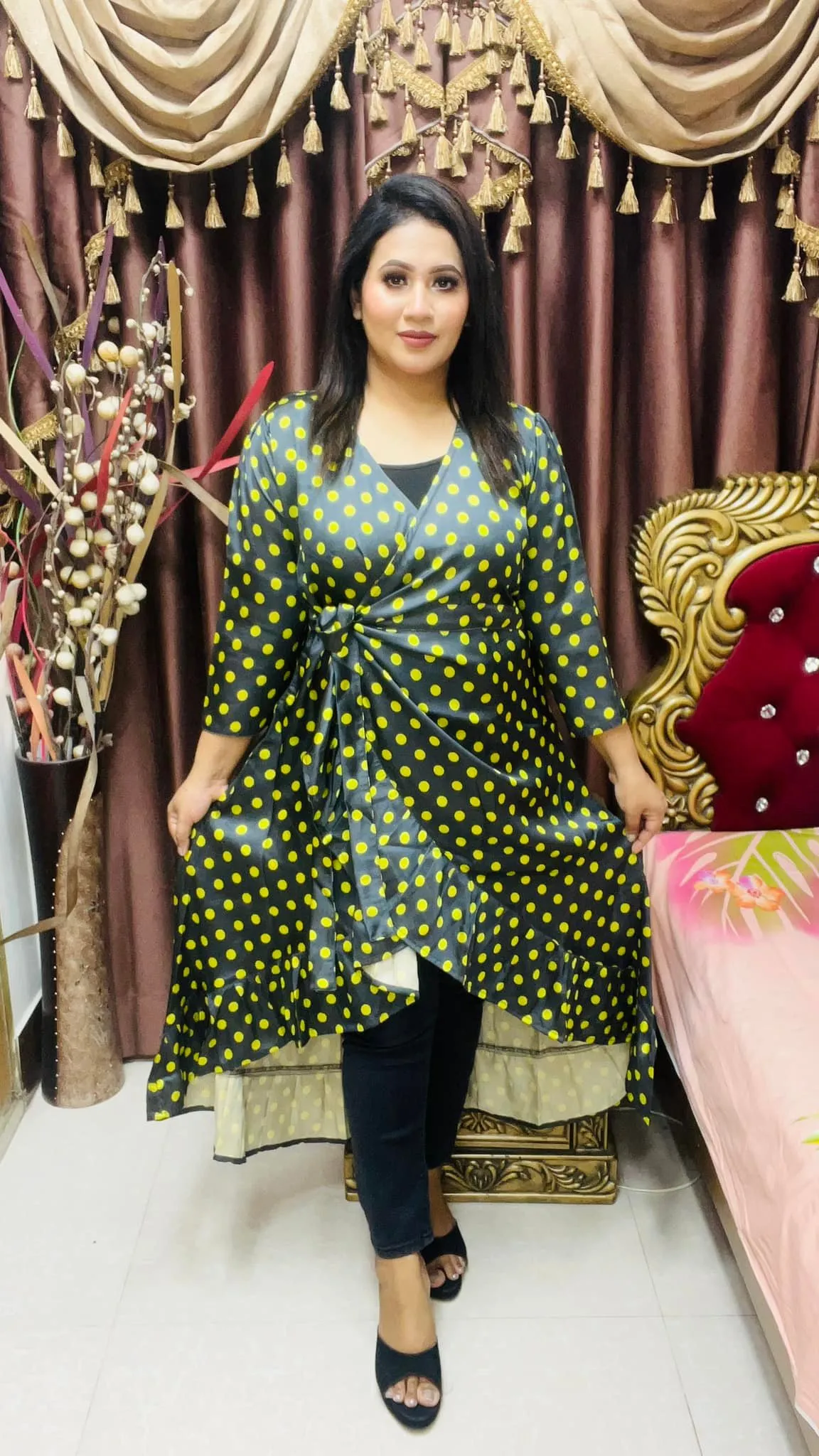 Shrug Cum Gown - Crepe Silk Fabric