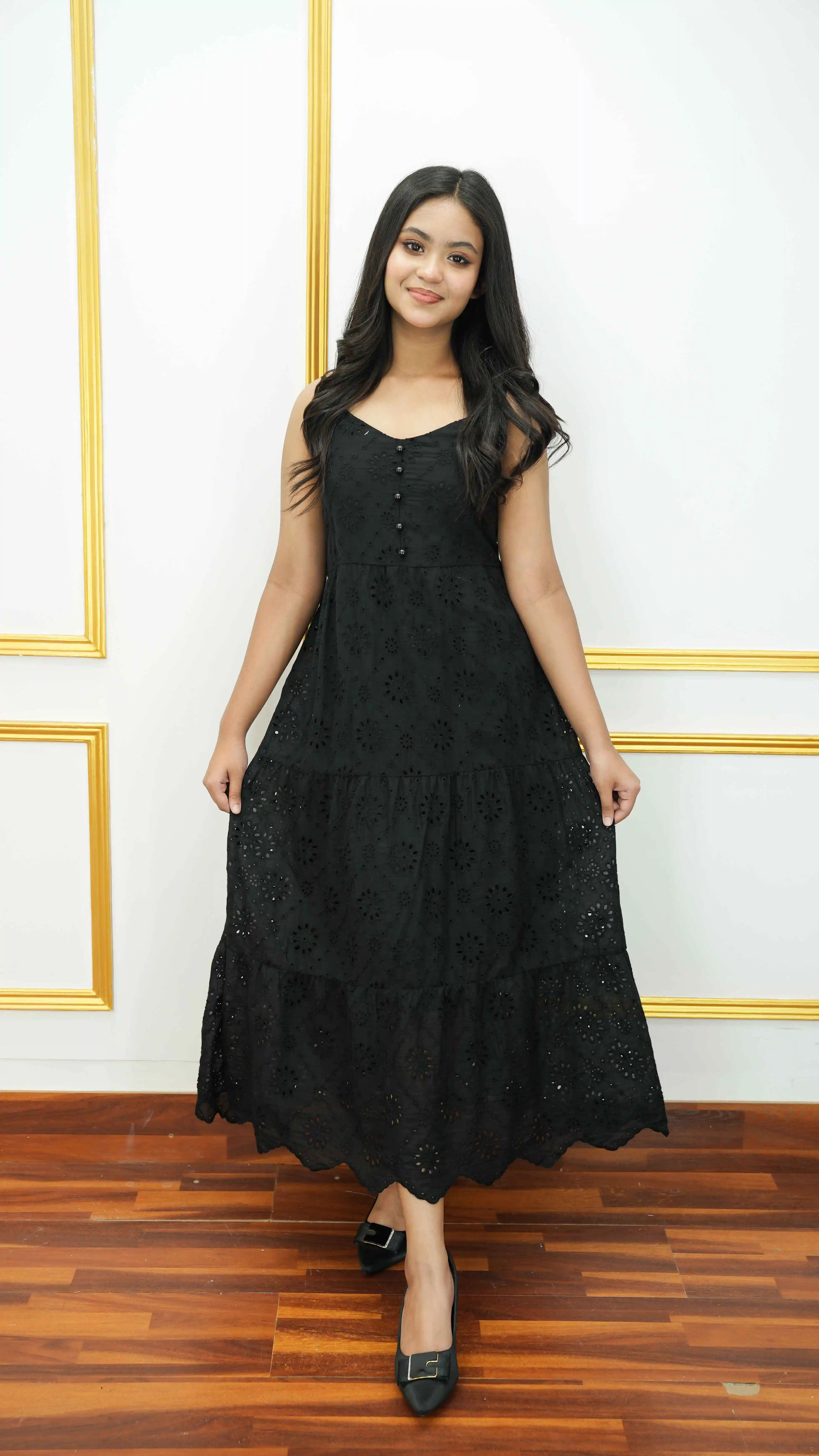 Thai Imported Black Cotton Gown Dress