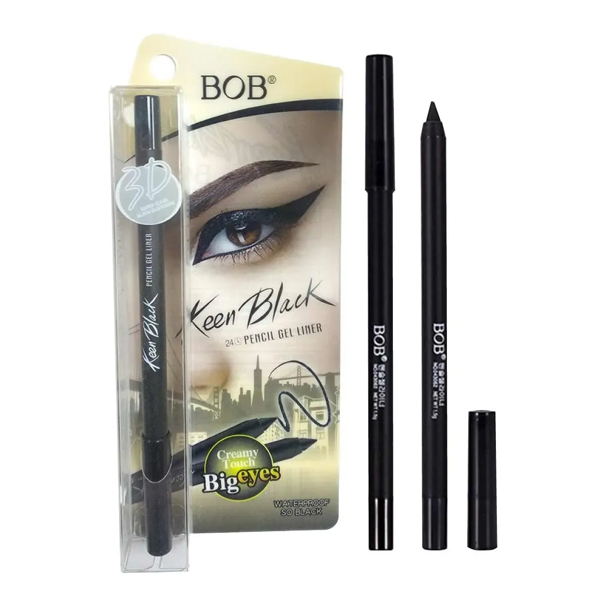 BOB Waterproof Keen Black Pencil Gel Liner – Deep Black, Smudge-Proof Finish