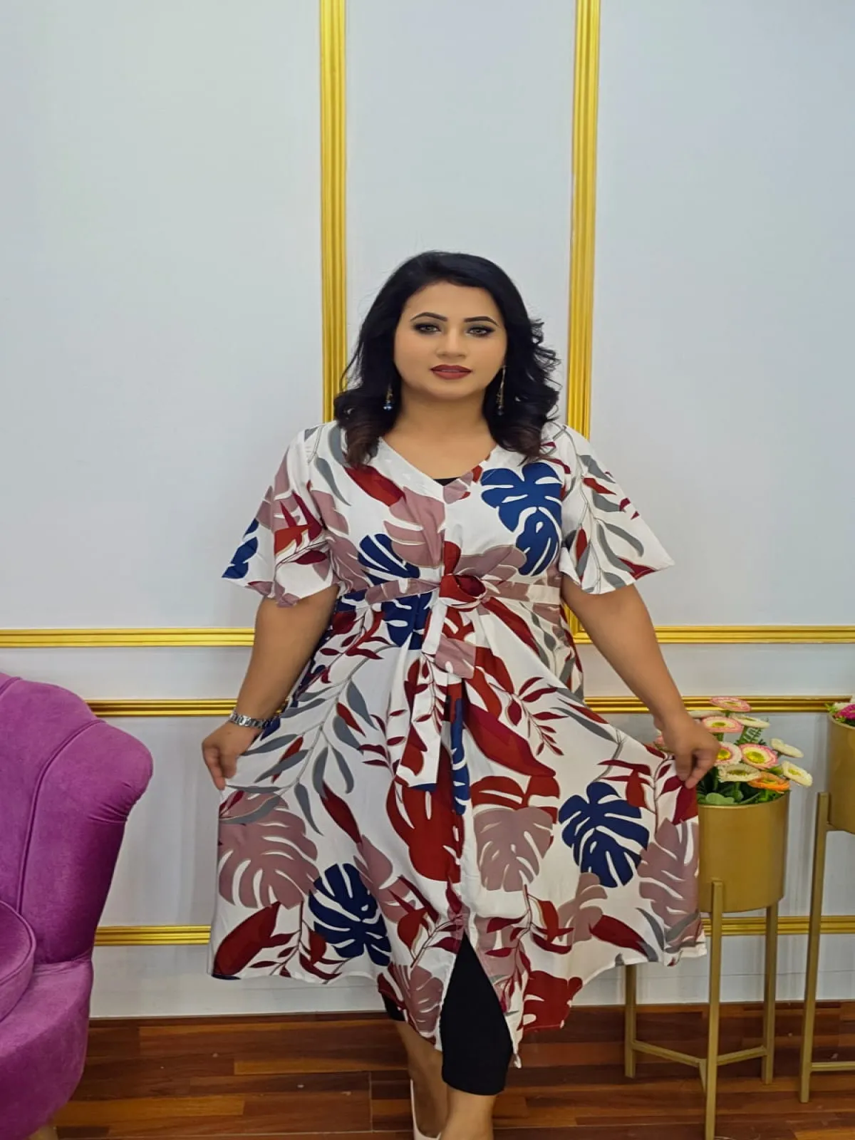 Imported Linen Digital Print Designer Gown | Shopping Zone BD | Style #G1380W