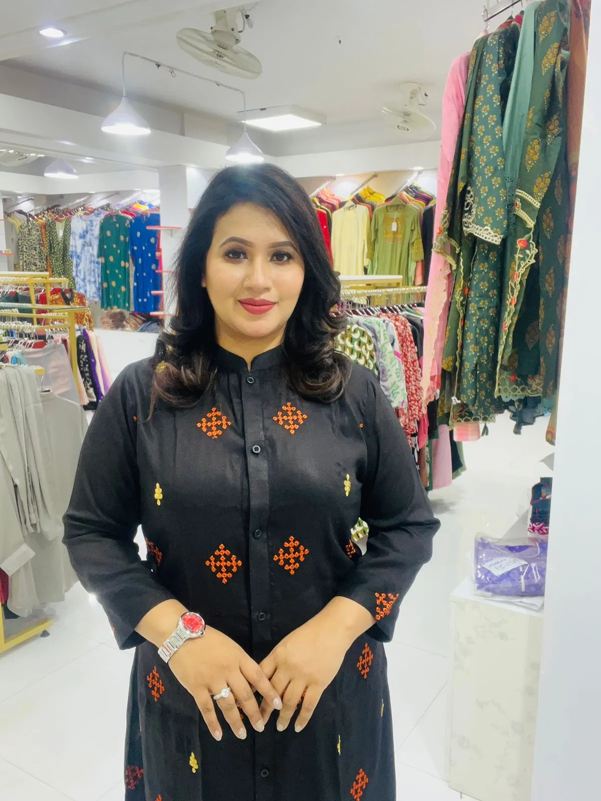 Women’s Shirt Kurti - Muslin Cotton with Allover Embroidery